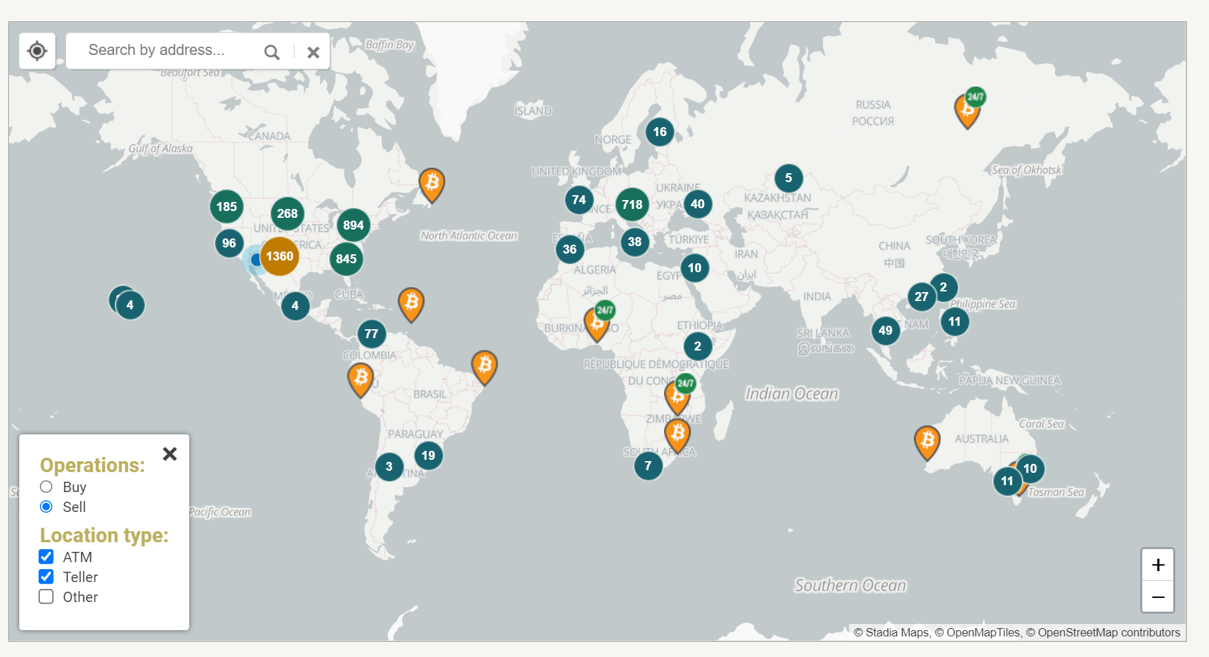 map of bitcoin atms